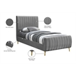 Meridian Furniture Zara Contemporary Gray Velvet Twin Bed