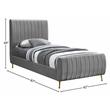 Meridian Furniture Zara Contemporary Gray Velvet Twin Bed