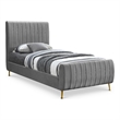 Meridian Furniture Zara Contemporary Gray Velvet Twin Bed