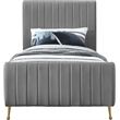 Meridian Furniture Zara Contemporary Gray Velvet Twin Bed