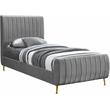 Meridian Furniture Zara Contemporary Gray Velvet Twin Bed