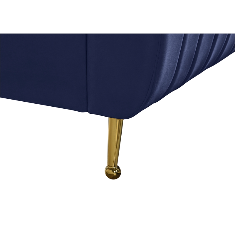 Meridian Furniture Zara Contemporary Navy Velvet Full Bed