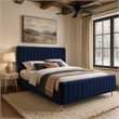 Meridian Furniture Zara Contemporary Navy Velvet Full Bed