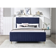 Meridian Furniture Zara Contemporary Navy Velvet Queen Bed