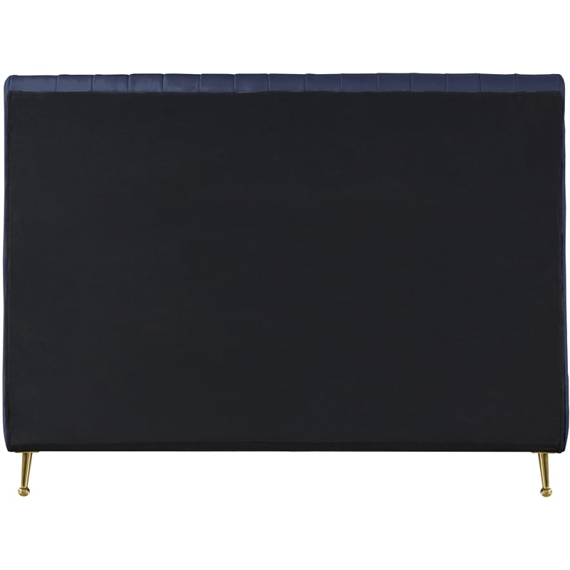 Meridian Furniture Zara Contemporary Navy Velvet Queen Bed