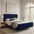Meridian Furniture Zara Contemporary Navy Velvet Queen Bed