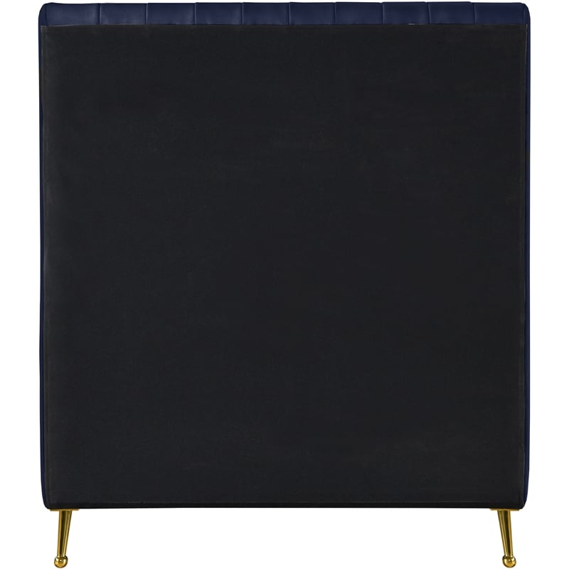 Meridian Furniture Zara Contemporary Navy Velvet Twin Bed