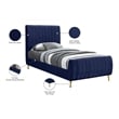 Meridian Furniture Zara Contemporary Navy Velvet Twin Bed