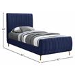 Meridian Furniture Zara Contemporary Navy Velvet Twin Bed