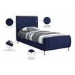 Meridian Furniture Zara Contemporary Navy Velvet Twin Bed