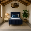 Meridian Furniture Zara Contemporary Navy Velvet Twin Bed