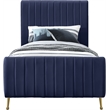 Meridian Furniture Zara Contemporary Navy Velvet Twin Bed