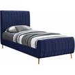 Meridian Furniture Zara Contemporary Navy Velvet Twin Bed