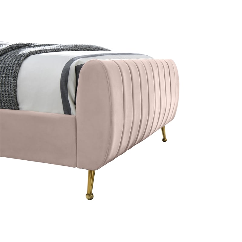 Meridian Furniture Zara Contemporary Pink Velvet Full Bed