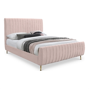 Meridian Furniture Zara Contemporary Pink Velvet Full Bed
