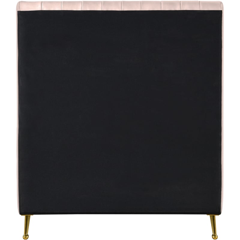 Meridian Furniture Zara Contemporary Pink Velvet Twin Bed