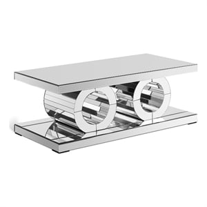 Meridian Furniture Jocelyn Glass and Engineered Wood Coffee Table in Mirrored