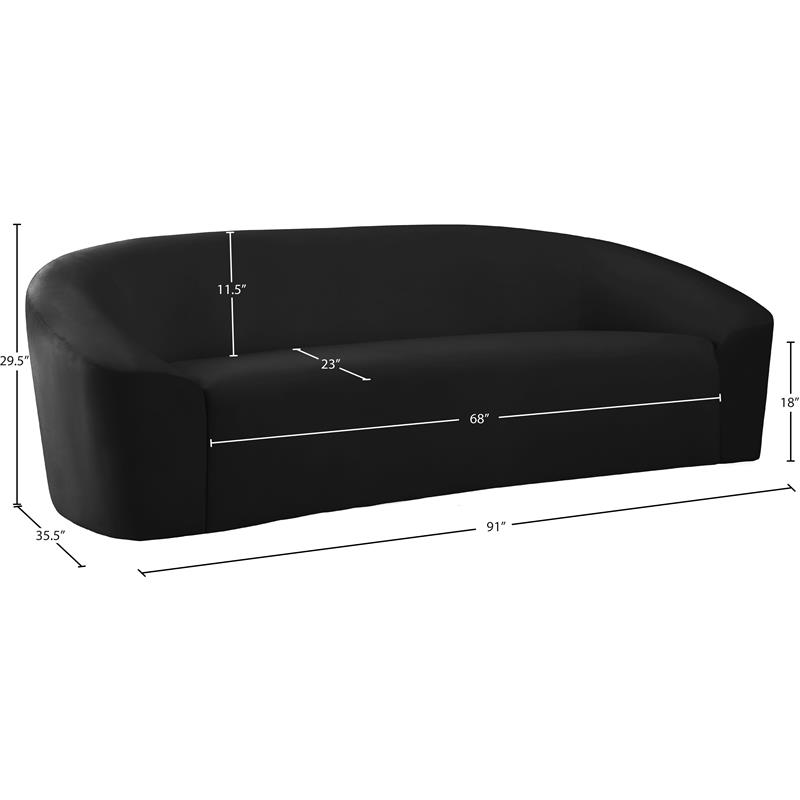 Meridian Furniture Riley Black Velvet Sofa