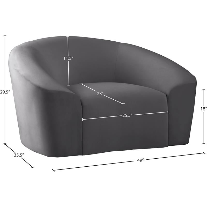 Meridian Furniture Riley Gray Velvet Chair