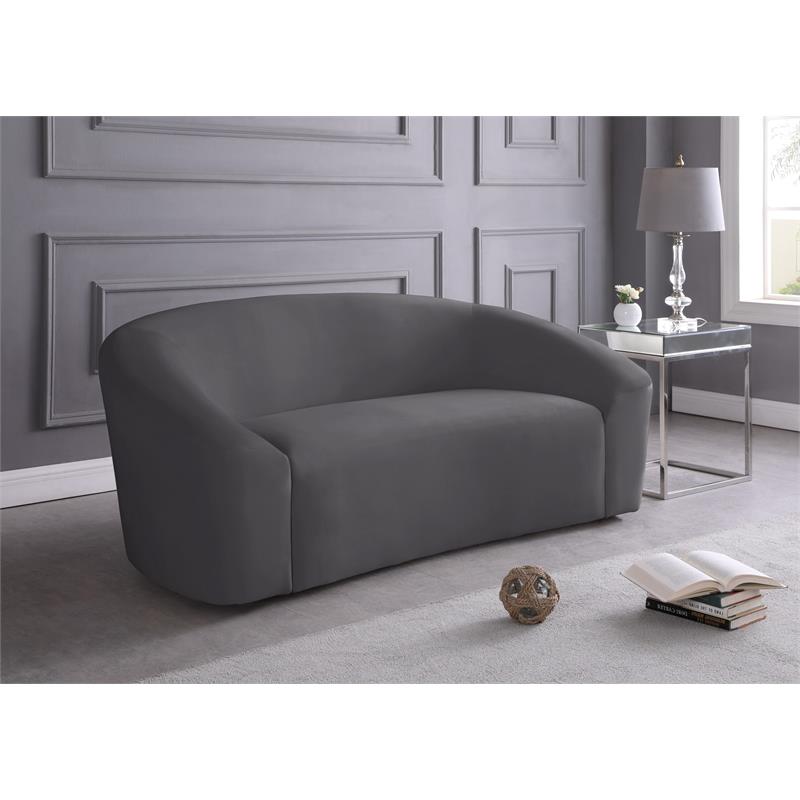 Meridian Furniture Riley Gray Velvet Loveseat