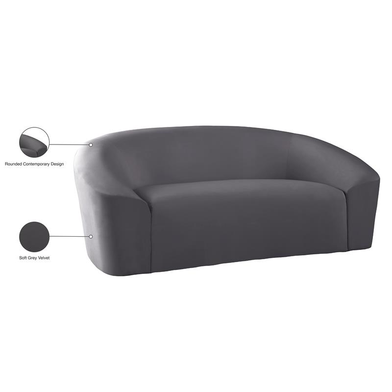 Meridian Furniture Riley Gray Velvet Loveseat