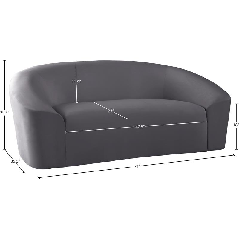 Meridian Furniture Riley Gray Velvet Loveseat