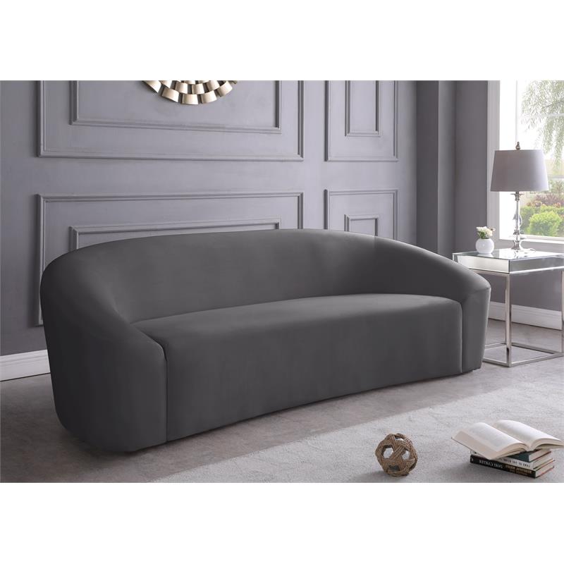 Meridian Furniture Riley Gray Velvet Sofa