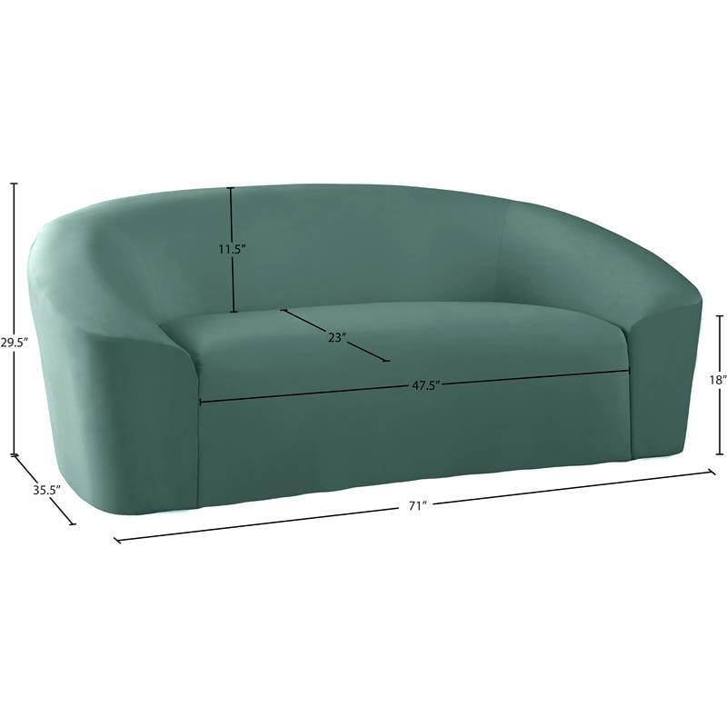 Meridian Furniture Riley Mint Velvet Loveseat