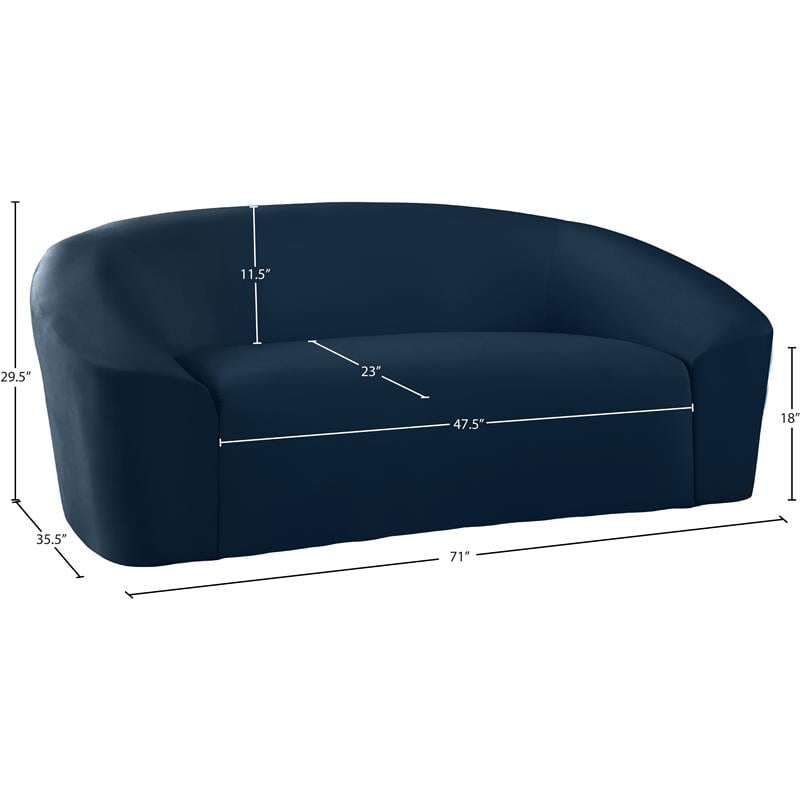 Meridian Furniture Riley Navy Velvet Loveseat