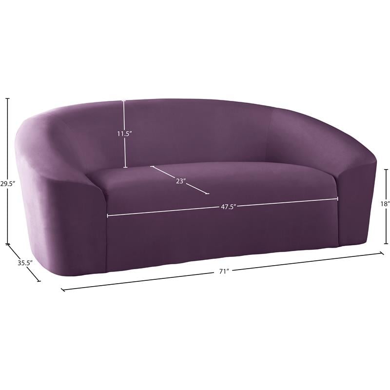 Meridian Furniture Riley Purple Velvet Loveseat