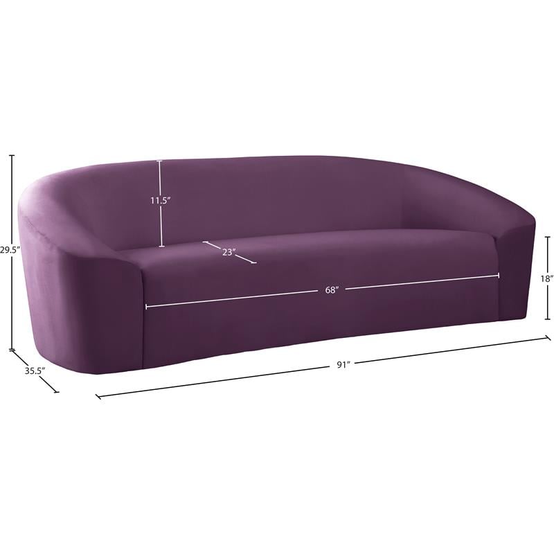 Meridian Furniture Riley Purple Velvet Sofa