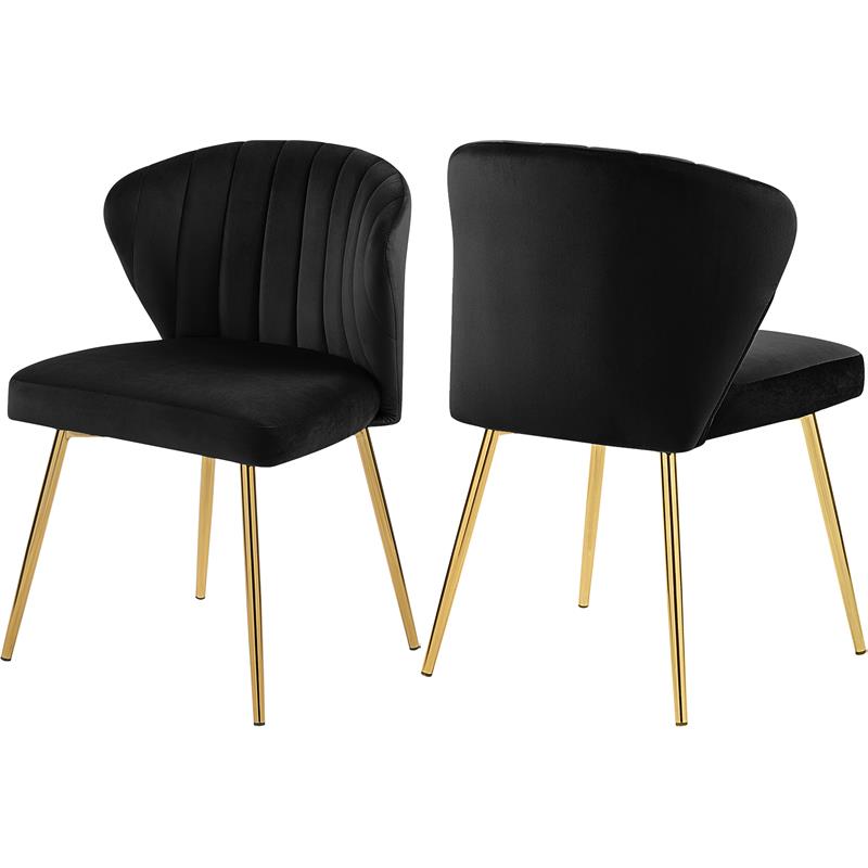 Black velvet dining online chairs set of 2