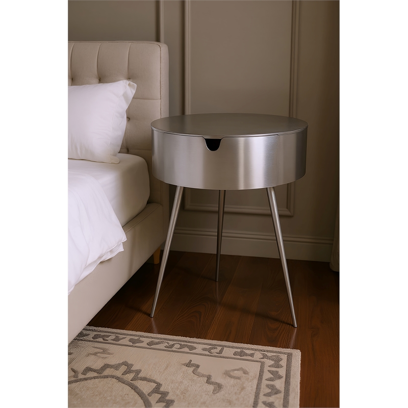 Meridian Furniture Bali Silver Metal Nightstand