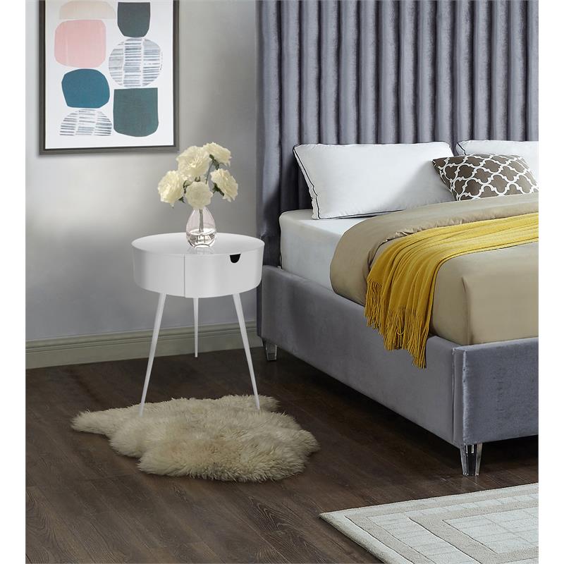 Meridian Furniture Bali White Metal  Nightstand