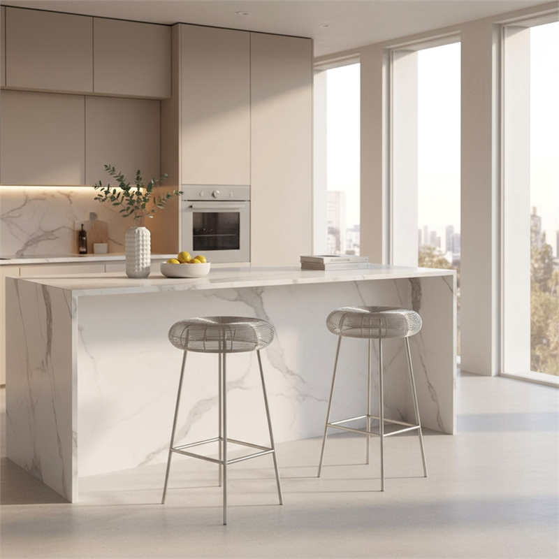 Meridian Furniture Tuscany Silver Metal Counter Stool