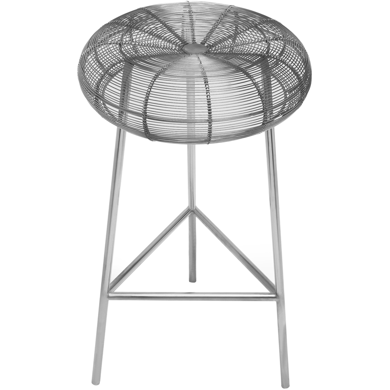 Meridian Furniture Tuscany Silver Metal Counter Stool