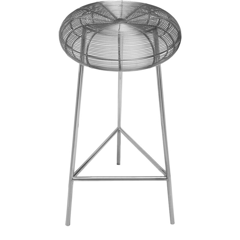 Meridian Furniture Tuscany Rich Silver Metal Bar Stool