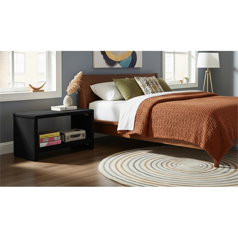 Meridian Furniture Cleo Black Velvet Nightstand