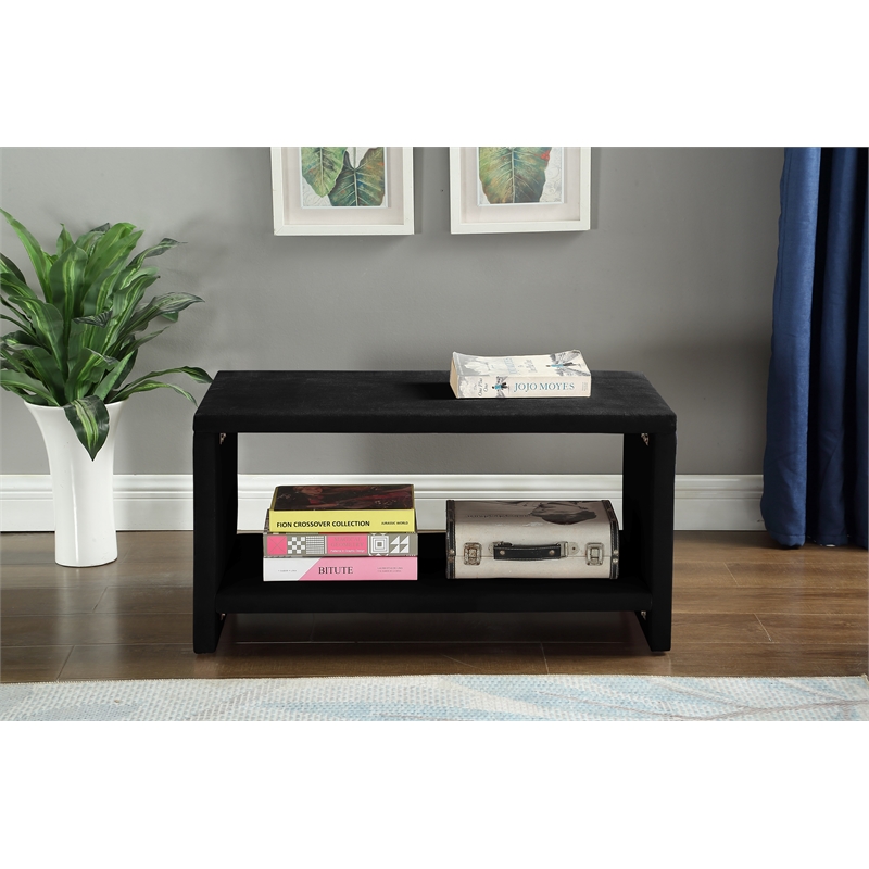 Meridian Furniture Cleo Black Velvet Nightstand