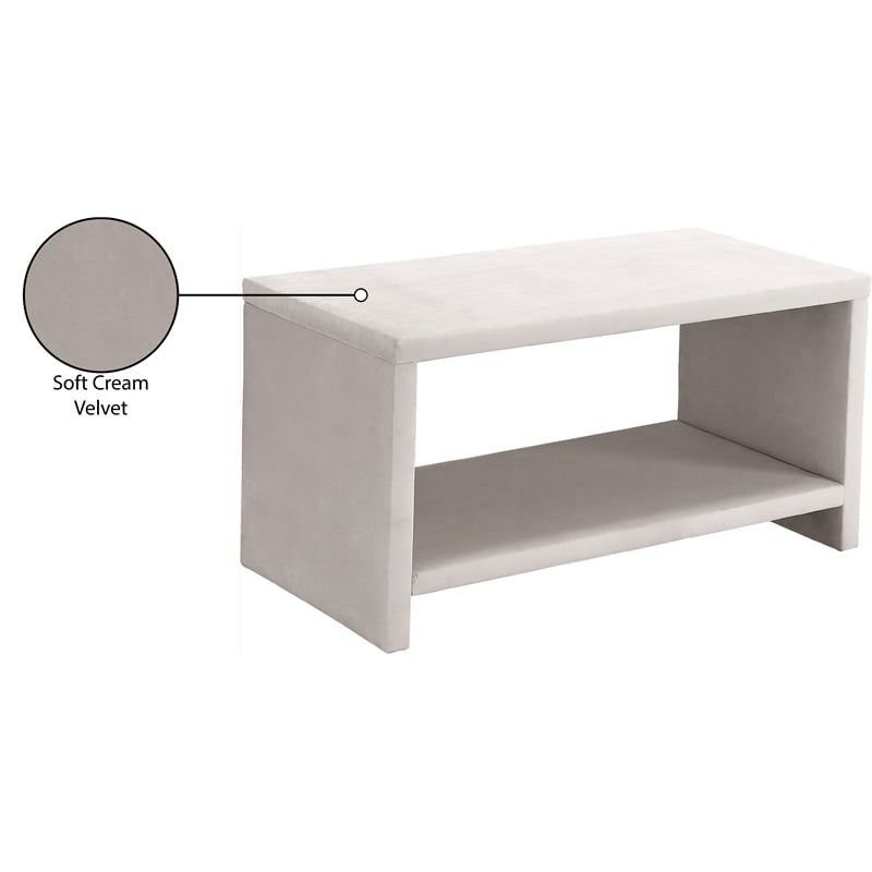 Meridian Furniture Cleo Cream Velvet Nightstand