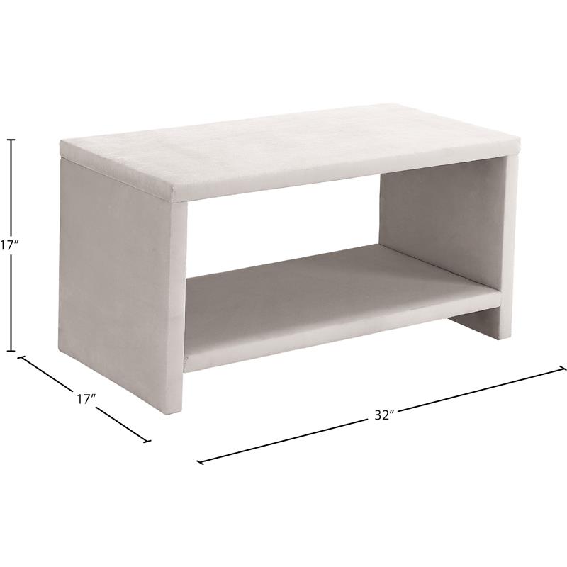 Meridian Furniture Cleo Cream Velvet Nightstand