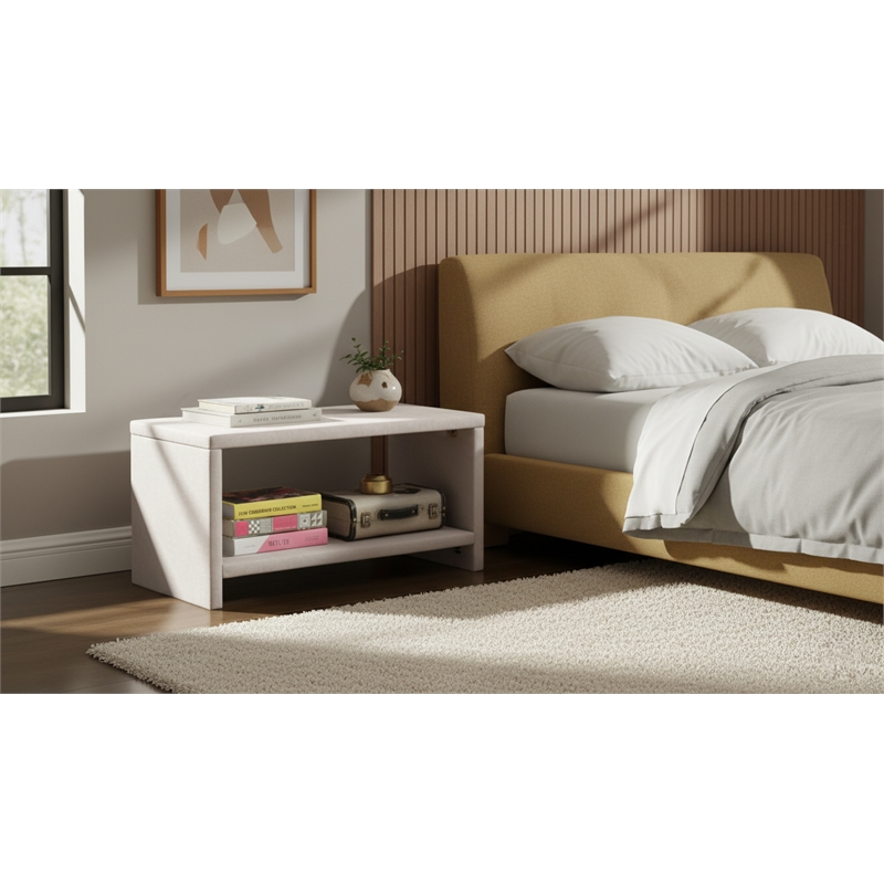 Meridian Furniture Cleo Cream Velvet Nightstand