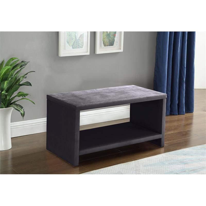 Meridian Furniture Cleo Gray Velvet Nightstand