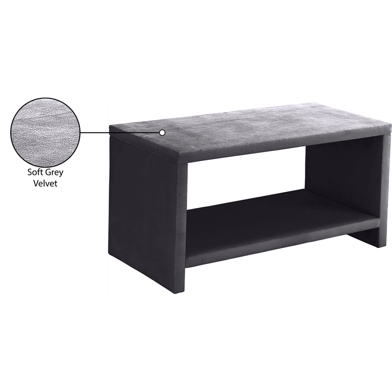 Meridian Furniture Cleo Gray Velvet Nightstand