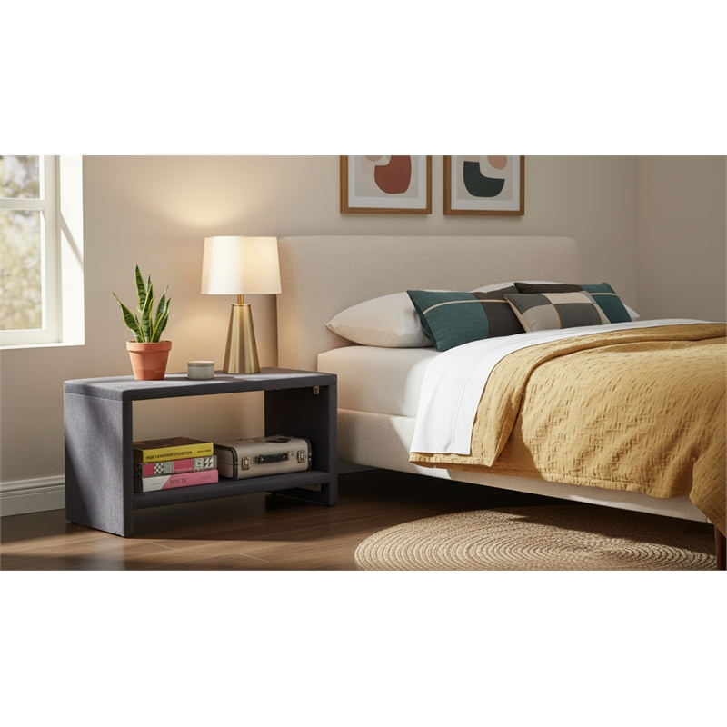 Meridian Furniture Cleo Gray Velvet Nightstand