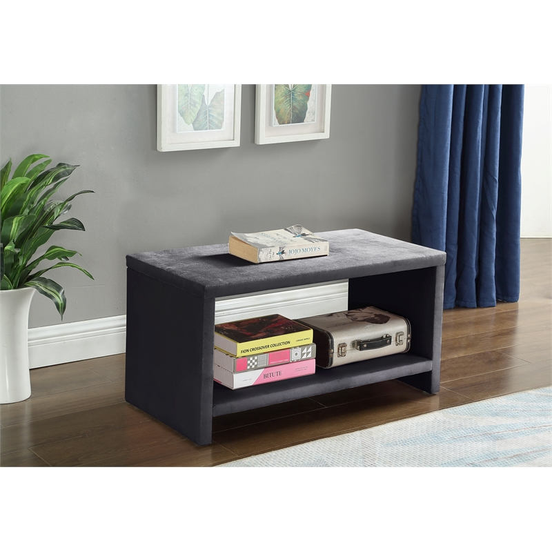 Meridian Furniture Cleo Gray Velvet Nightstand
