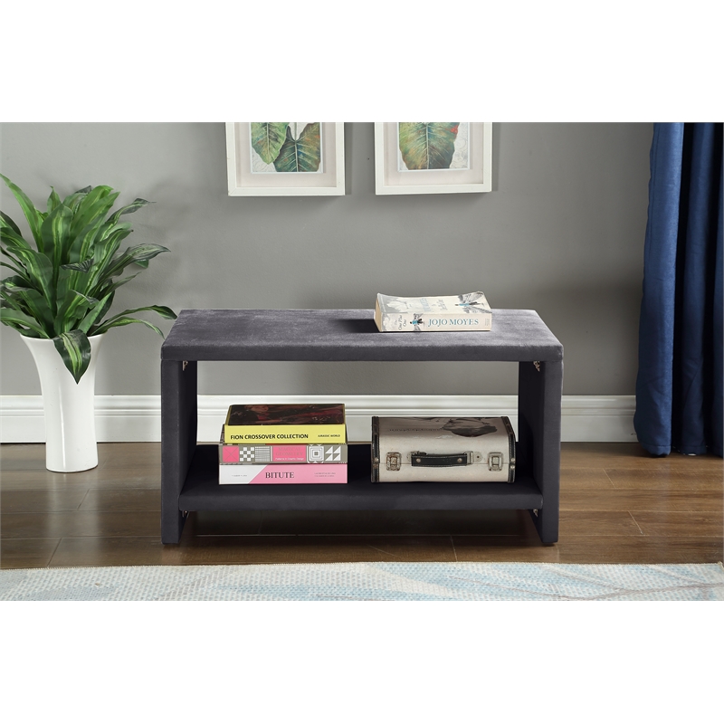 Meridian Furniture Cleo Gray Velvet Nightstand