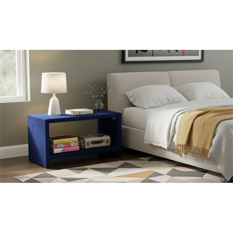 Meridian Furniture Cleo Navy Velvet Nightstand