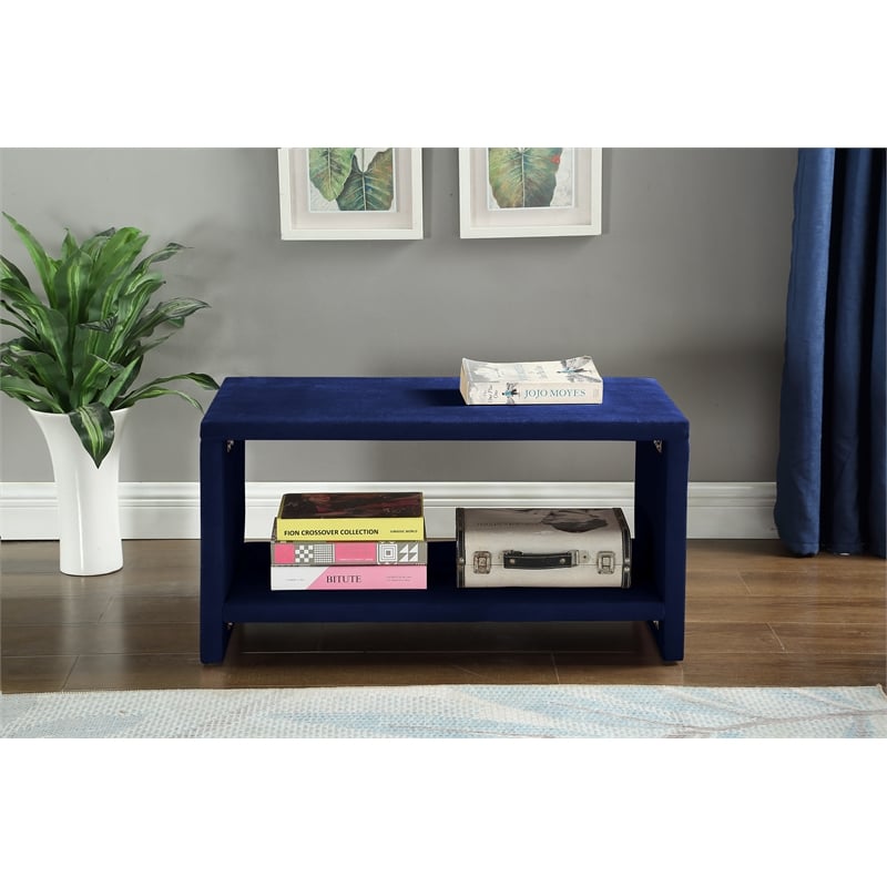 Meridian Furniture Cleo Navy Velvet Nightstand