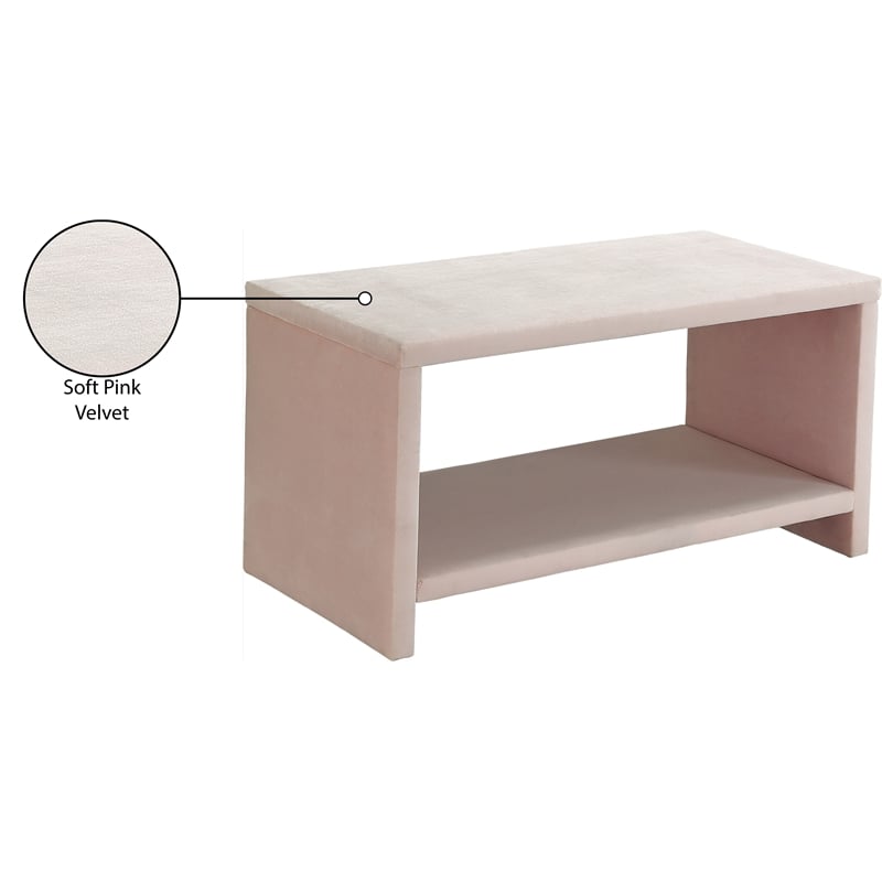 Meridian Furniture Cleo Pink Velvet Nightstand